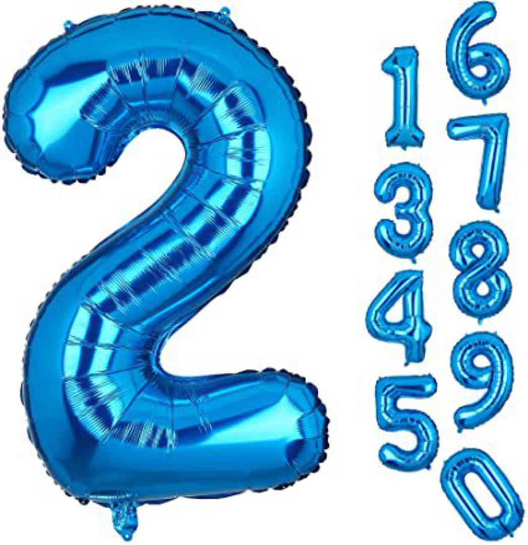 BLUE XL (86cm) Foil Number Balloons, with helium image 0
